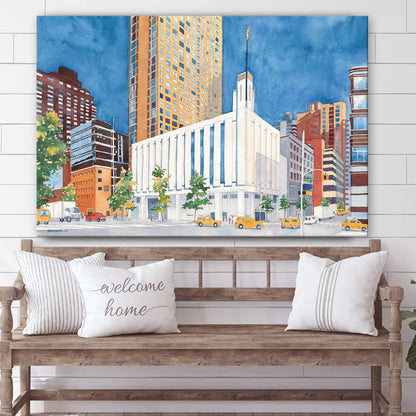 Manhattan Temple Canvas Wall Art - Jesus Christ Picture - Canvas Christian Wall Art