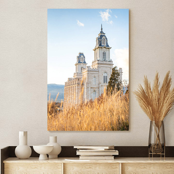 Manti Temple Golden Canvas Pictures - Jesus Canvas Art - Christian Wall Art