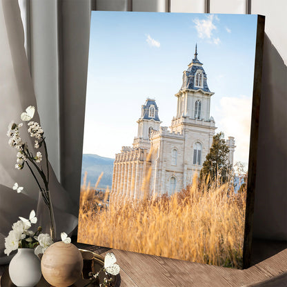 Manti Temple Golden Canvas Pictures - Jesus Canvas Art - Christian Wall Art