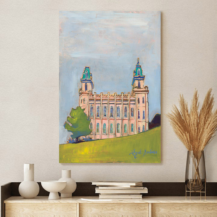 Manti Temple On A Hill Canvas Pictures - Jesus Canvas Art - Christian Wall Art