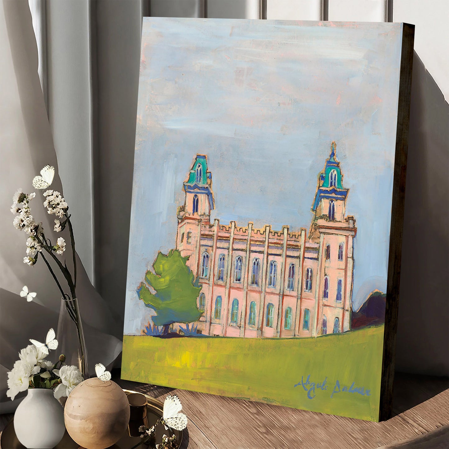 Manti Temple On A Hill Canvas Pictures - Jesus Canvas Art - Christian Wall Art