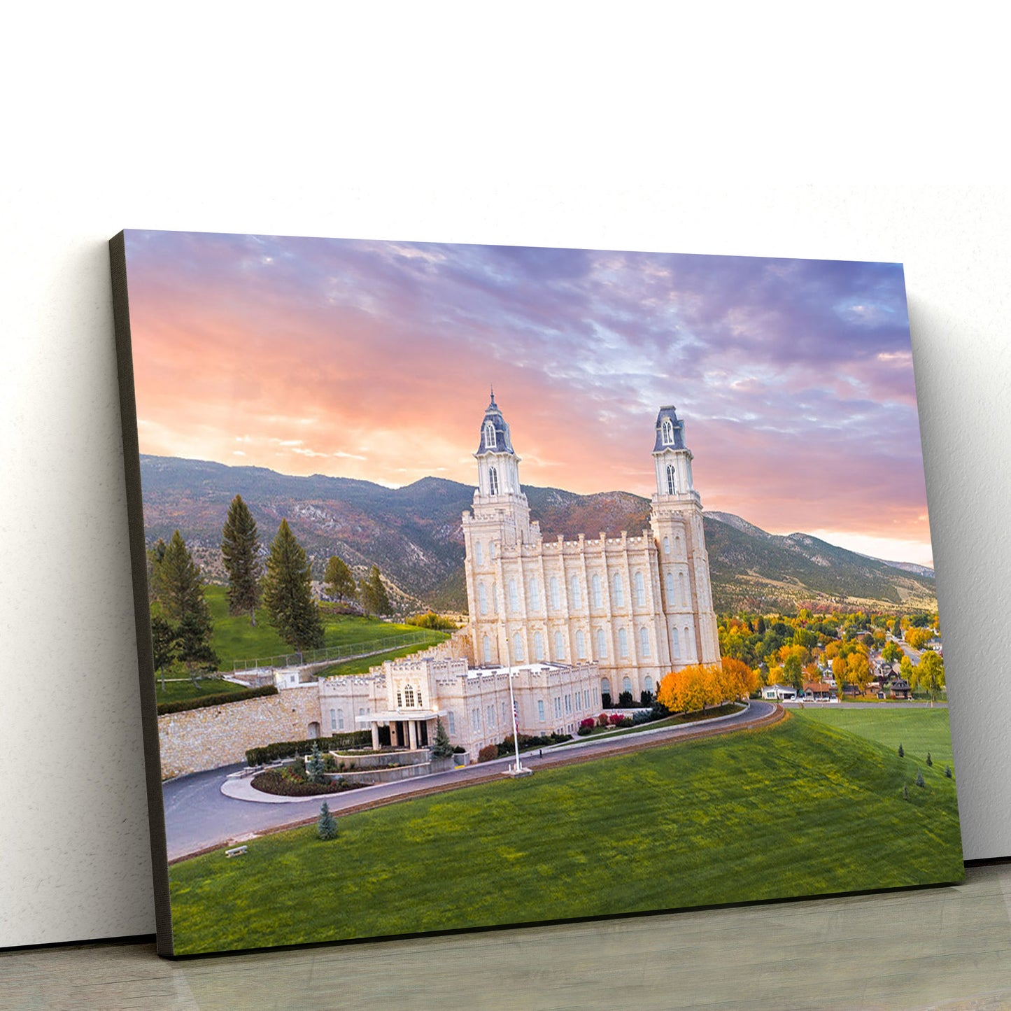 Manti Utah Temple Greater Heights Canvas Wall Art - Jesus Christ Picture - Canvas Christian Wall Art
