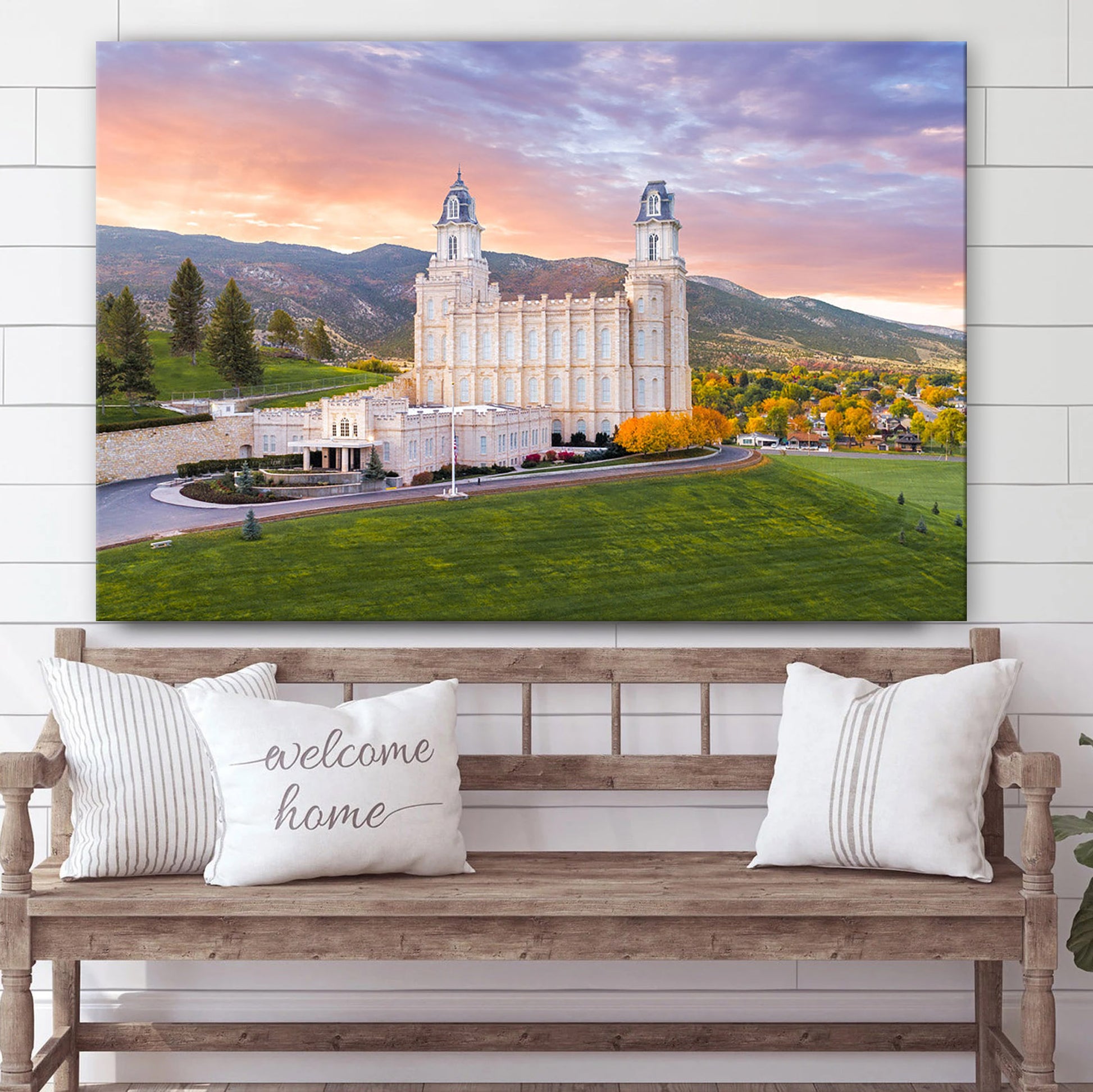 Manti Utah Temple Greater Heights Canvas Wall Art - Jesus Christ Picture - Canvas Christian Wall Art