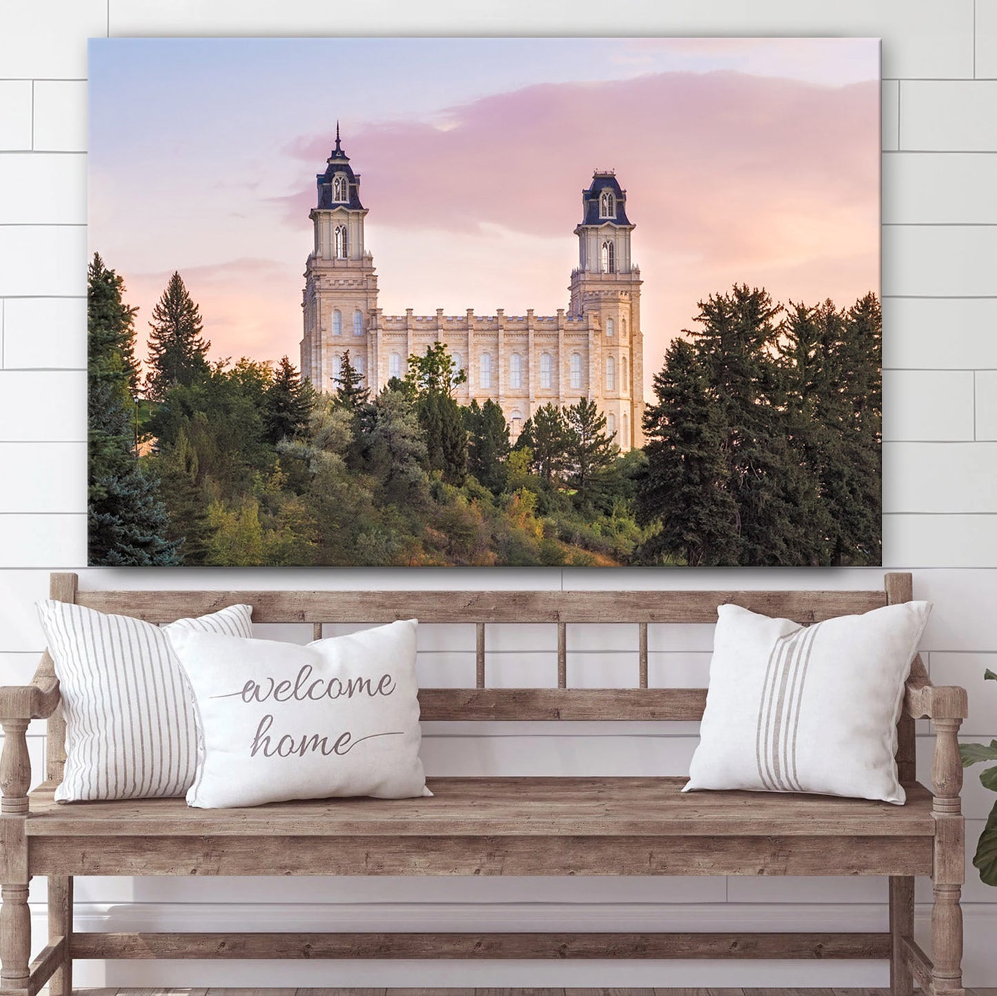 Manti Utah Temple Summer Sunset Canvas Wall Art - Jesus Christ Picture - Canvas Christian Wall Art