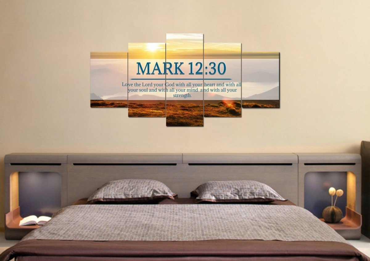 Mark 1230 Love The Lord Your God With All Your Heart Canvas Wall Art - Christian Canvas Wall Art