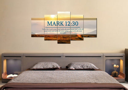 Mark 1230 Love The Lord Your God With All Your Heart Canvas Wall Art - Christian Canvas Wall Art