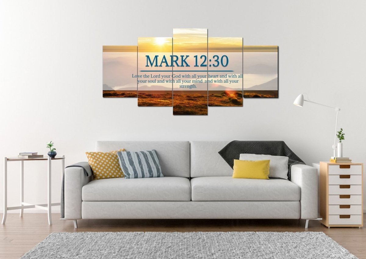 Mark 1230 Love The Lord Your God With All Your Heart Canvas Wall Art - Christian Canvas Wall Art