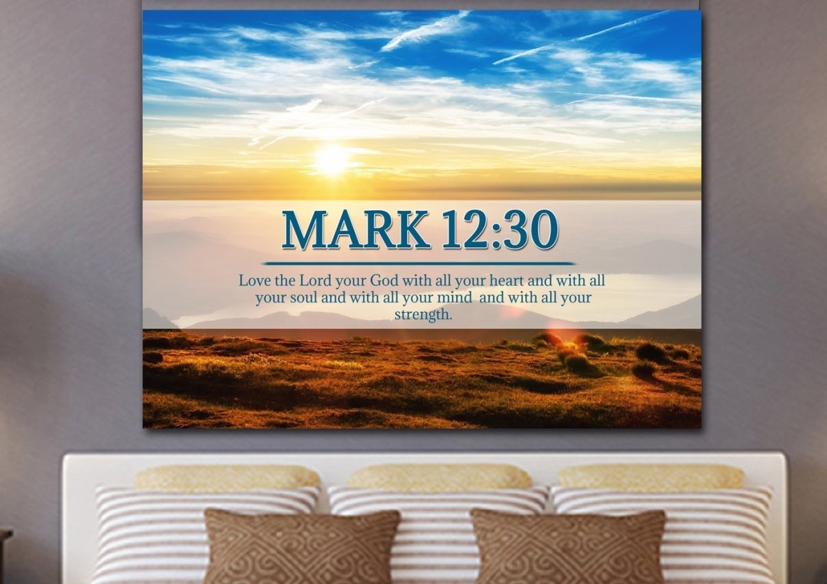 Mark 1230 Love The Lord Your God With All Your Heart Canvas Wall Art - Christian Canvas Wall Art