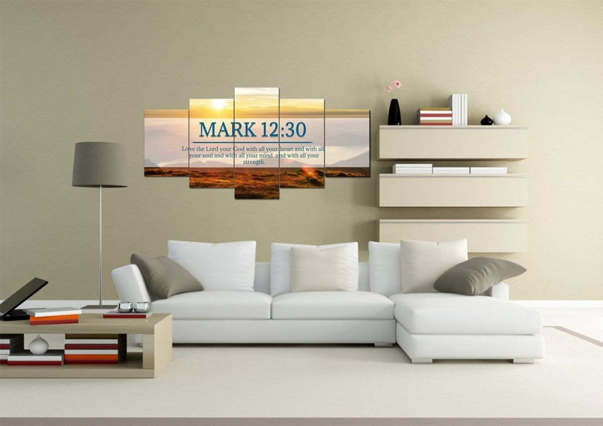 Mark 1230 Love The Lord Your God With All Your Heart Canvas Wall Art - Christian Canvas Wall Art