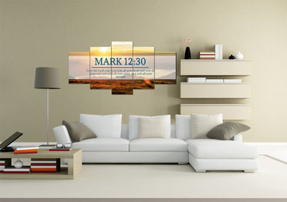 Mark 1230 Love The Lord Your God With All Your Heart Canvas Wall Art - Christian Canvas Wall Art