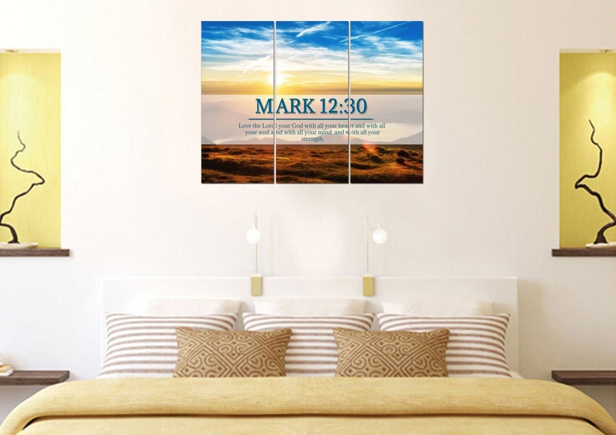 Mark 1230 Love The Lord Your God With All Your Heart Canvas Wall Art - Christian Canvas Wall Art