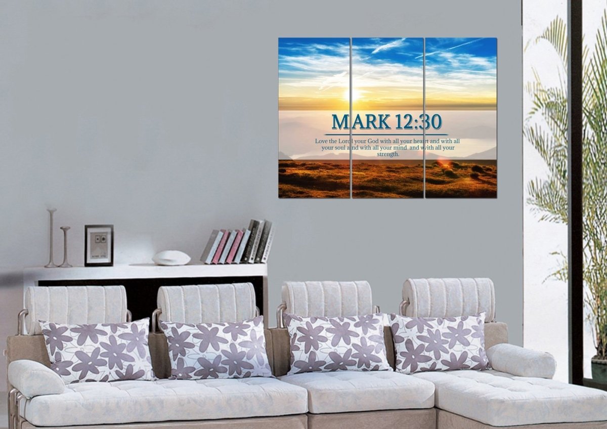 Mark 1230 Love The Lord Your God With All Your Heart Canvas Wall Art - Christian Canvas Wall Art