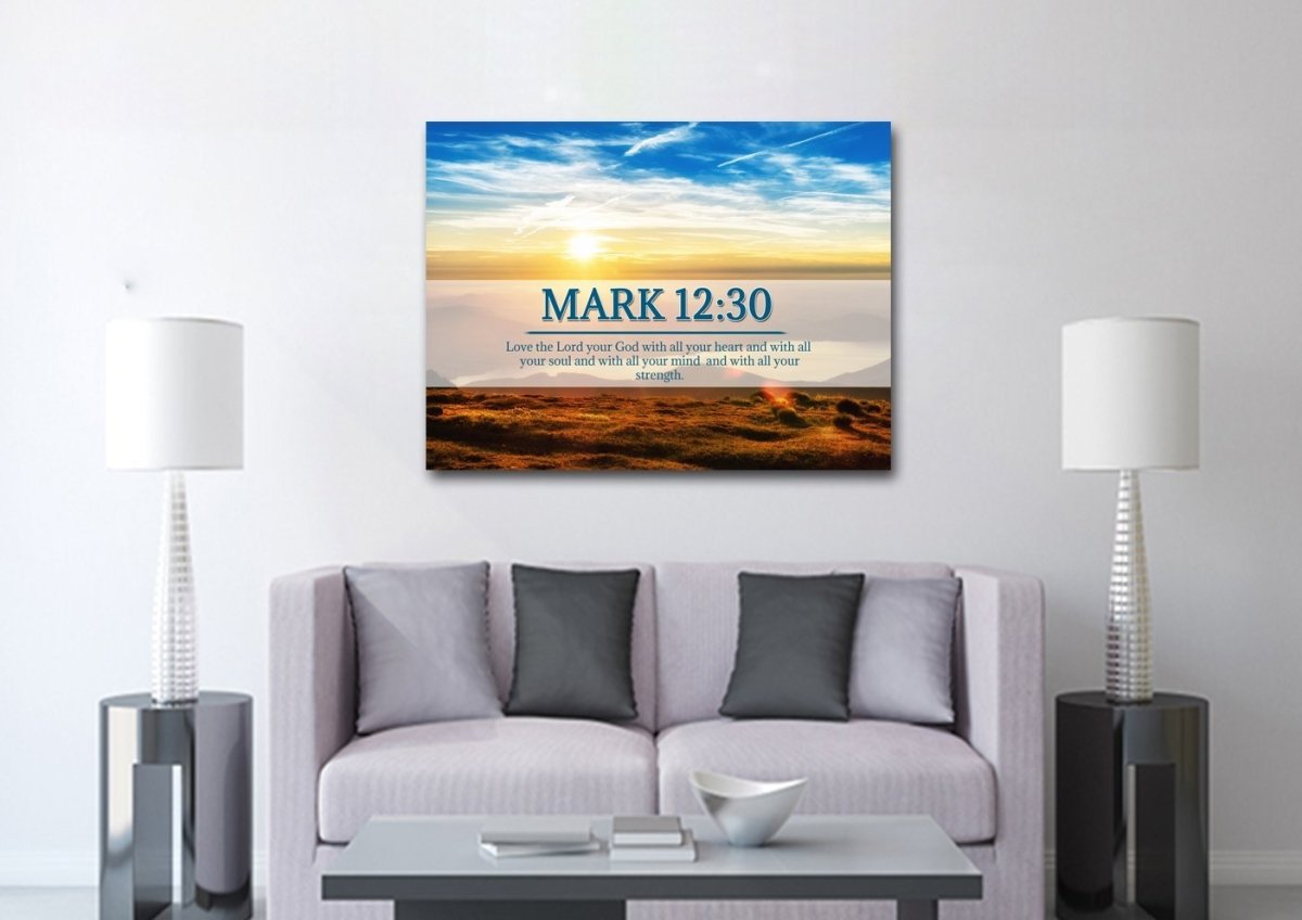 Mark 1230 Love The Lord Your God With All Your Heart Canvas Wall Art - Christian Canvas Wall Art