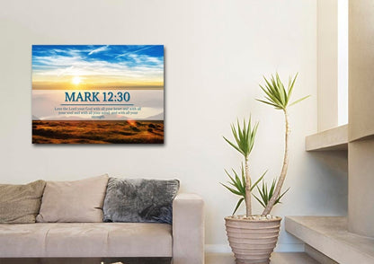 Mark 1230 Love The Lord Your God With All Your Heart Canvas Wall Art - Christian Canvas Wall Art