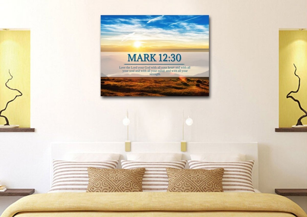 Mark 1230 Love The Lord Your God With All Your Heart Canvas Wall Art - Christian Canvas Wall Art