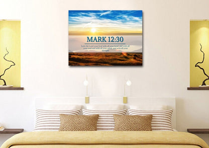 Mark 1230 Love The Lord Your God With All Your Heart Canvas Wall Art - Christian Canvas Wall Art