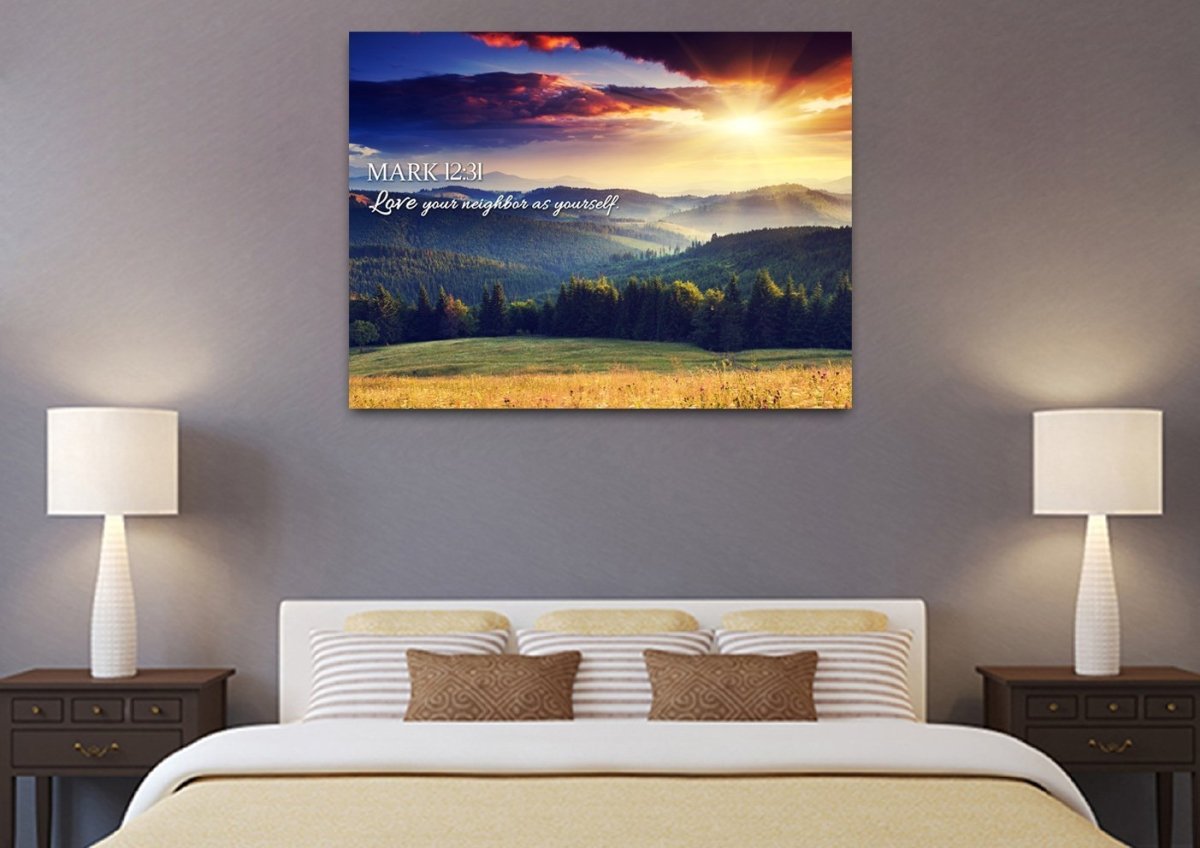 Mark 1231 Love Your Neighbor As Yourself Canvas Wall Art Print S - Christian Canvas Wall Art