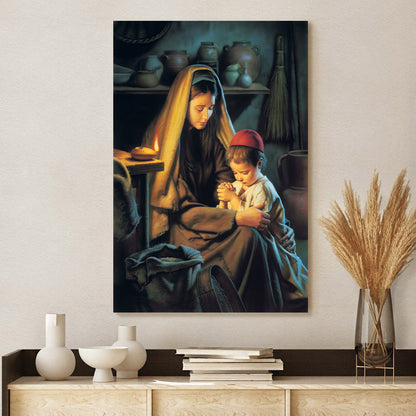 Mary And Boy Pray Canvas Picture - Jesus Christ Canvas Art - Christian Wall Canvas