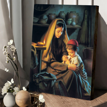 Mary And Boy Pray Canvas Picture - Jesus Christ Canvas Art - Christian Wall Canvas