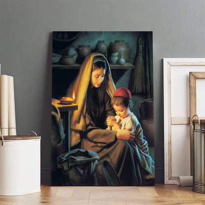 Mary And Boy Pray Canvas Picture - Jesus Christ Canvas Art - Christian Wall Canvas