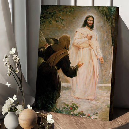 Mary And Jesus At Jesus Tomb Canvas Wall Art - Easter Canvas Painting - Religious Easter Decorations