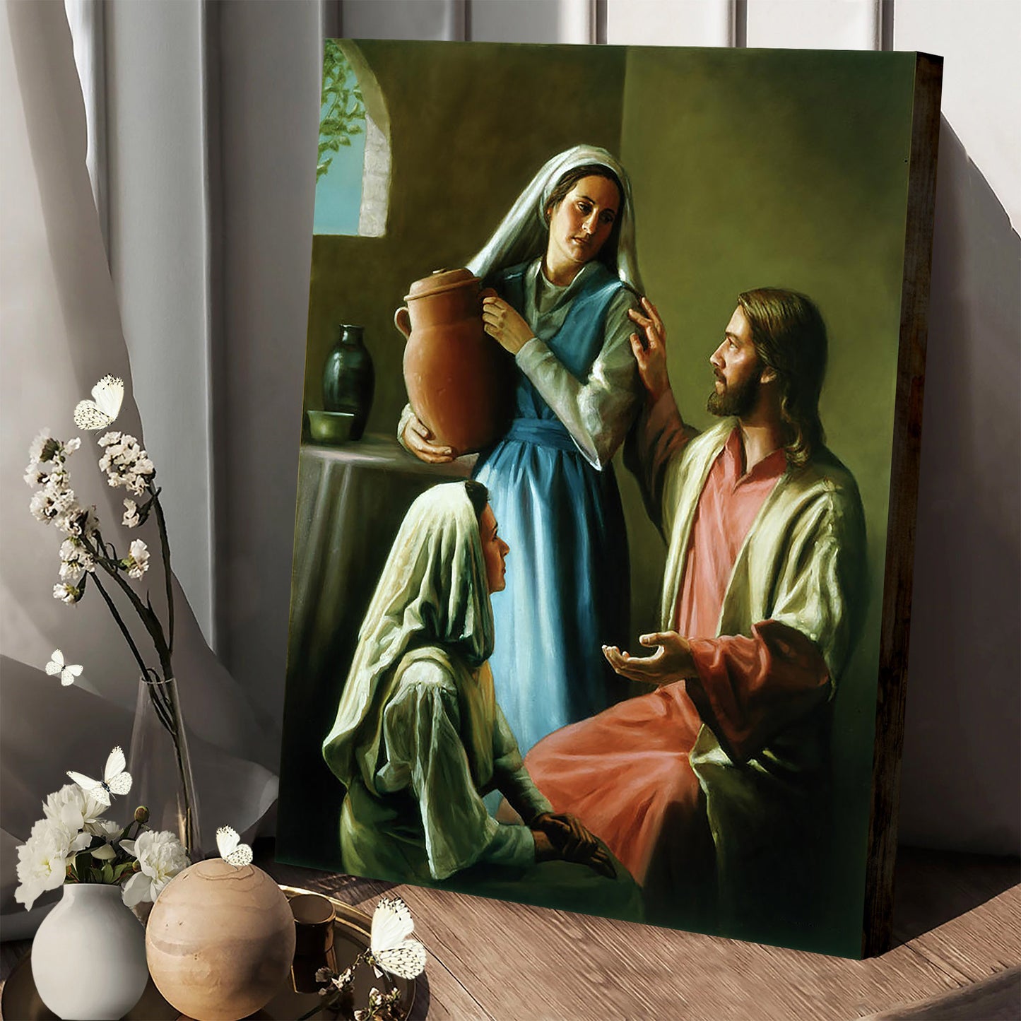 Mary And Martha David Lindsley  Canvas Wall Art - Jesus Canvas Pictures - Christian Wall Art