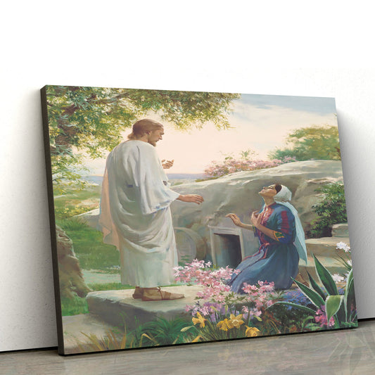Mary And The Resurrected Christ Canvas Wall Art - Easter Wall Art - Christian Canvas Wall Art