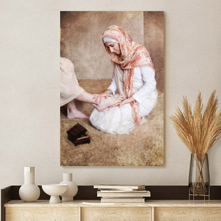 Mary Anointing Christ's Feet Canvas Wall Art - Jesus Canvas Pictures - Christian Canvas Wall Art