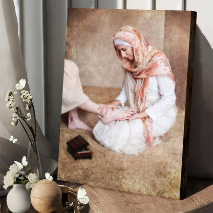 Mary Anointing Christ's Feet Canvas Wall Art - Jesus Canvas Pictures - Christian Canvas Wall Art