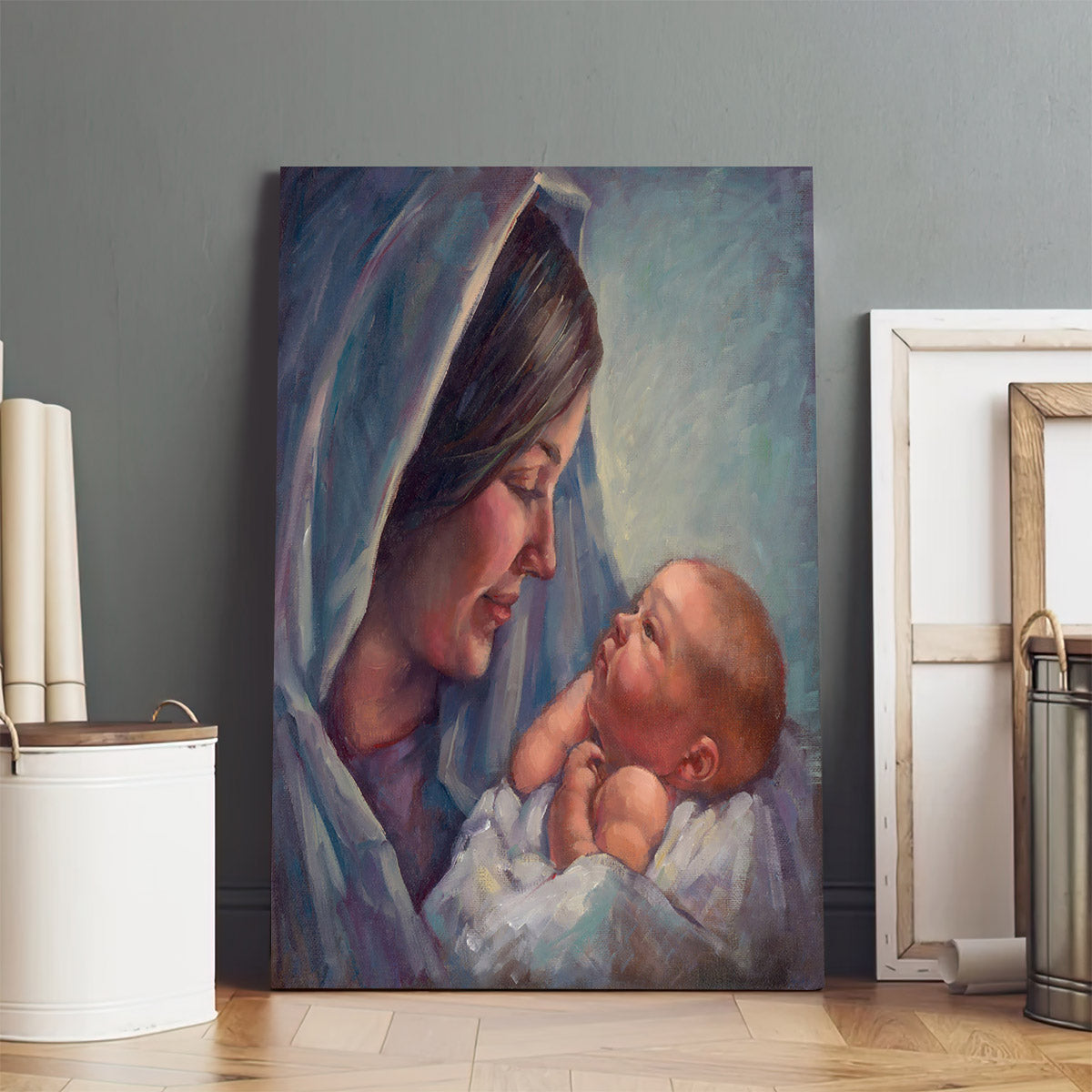 Mary Canvas Wall Art - Mary And Baby - Christian Gift