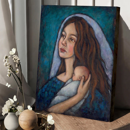 Mary Canvas Wall Art - Mary And Baby Jesus - Christian Gift