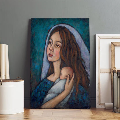 Mary Canvas Wall Art - Mary And Baby Jesus - Christian Gift
