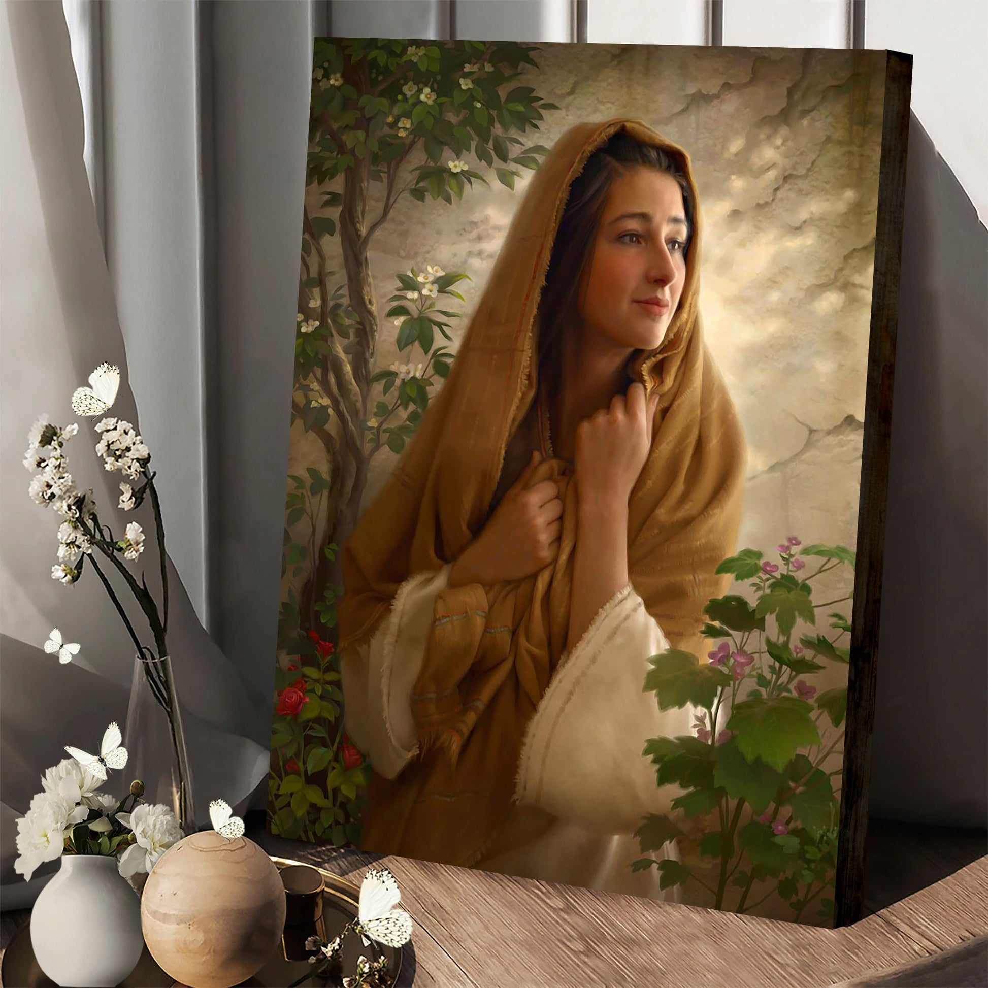 Mary Canvas Wall Art - Mary Kept All Of These Things And Pondered Them In Her Heart - Gift For Mom