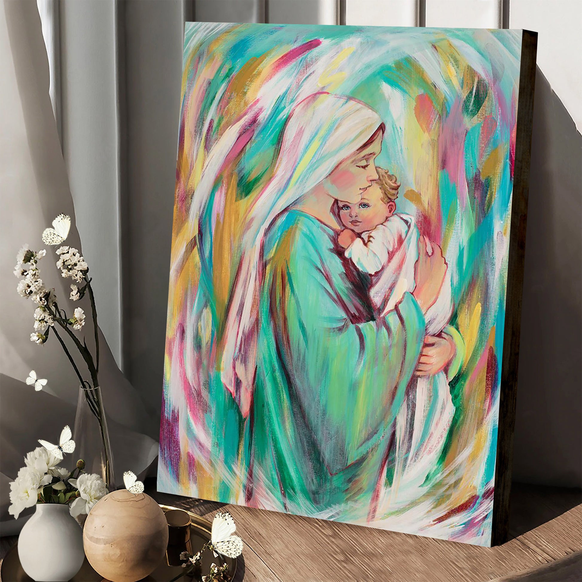 Mary Canvas Wall Art - Mary's Lullaby
