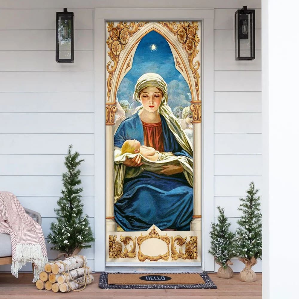 Mary Gives Birth To Jesus Door Cover - Religious Door Decorations - Christian Home Decor