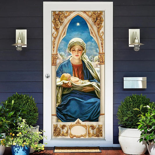 Mary Gives Birth To Jesus Door Cover - Religious Door Decorations - Christian Home Decor