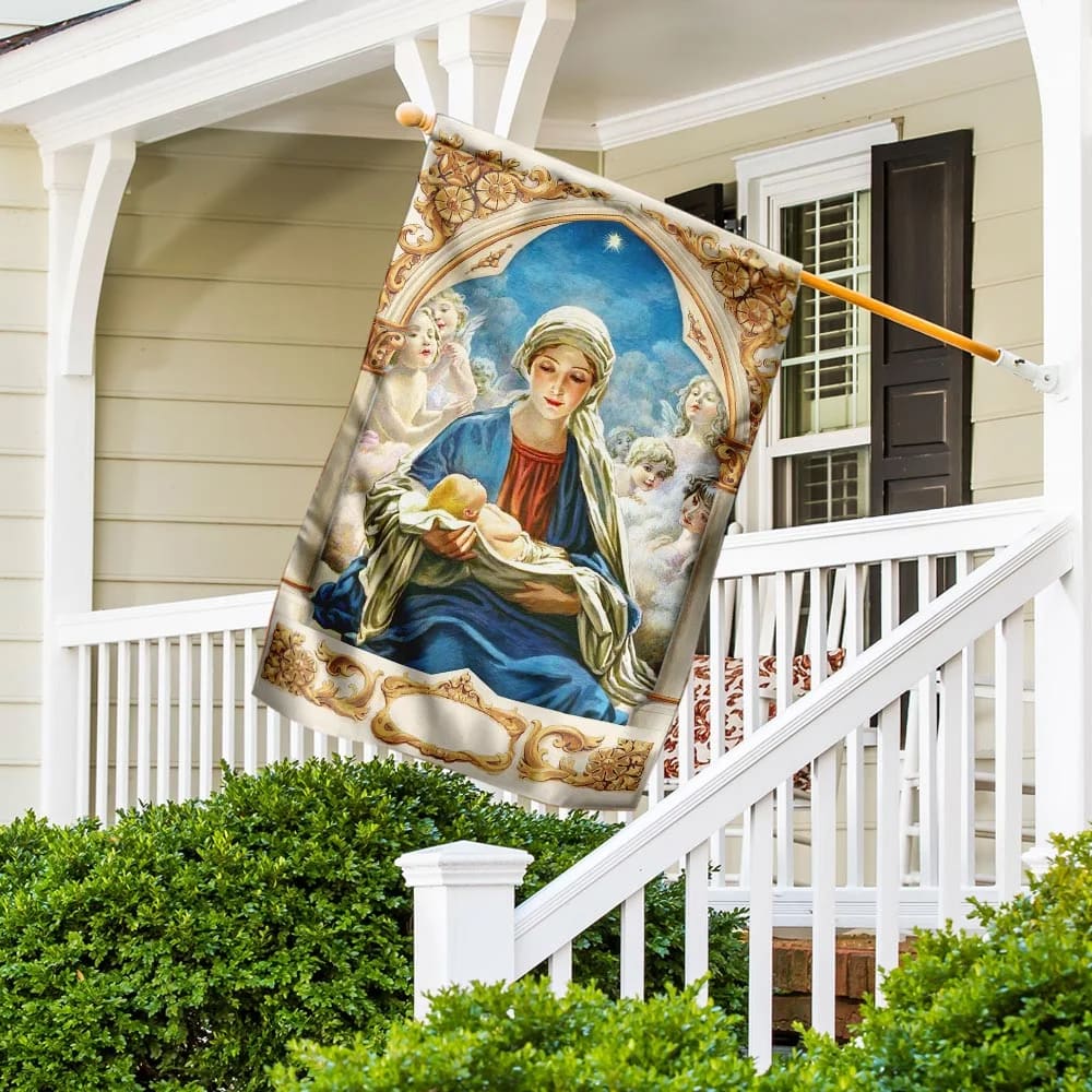 Mary Gives Birth To Jesus House Flags - Christian Garden Flags - Outdoor Christian Flag