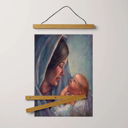 Mary Hanging Canvas Wall Art - Mary And Baby - Christian Gift - Religious Canvas