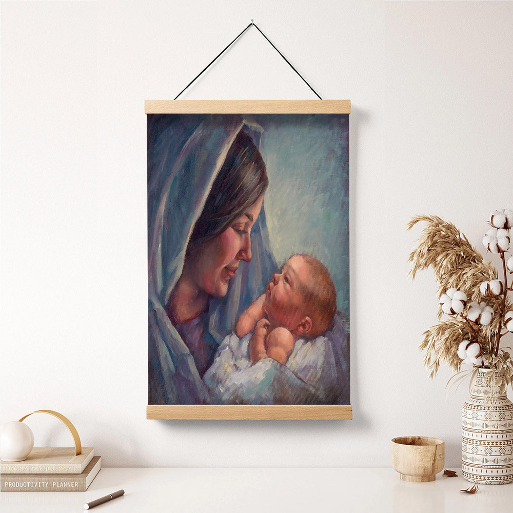 Mary Hanging Canvas Wall Art - Mary And Baby - Christian Gift - Religious Canvas