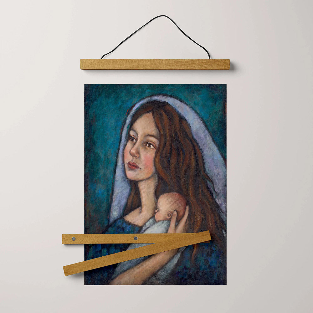 Mary Hanging Canvas Wall Art - Mary And Baby Jesus - Christian Gift - Religious Canvas