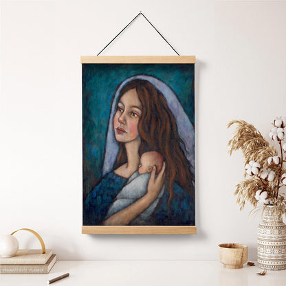 Mary Hanging Canvas Wall Art - Mary And Baby Jesus - Christian Gift - Religious Canvas