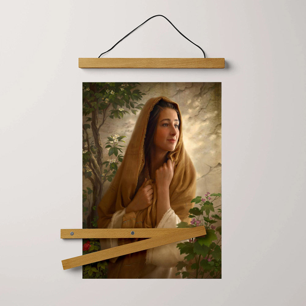 Mary Hanging Canvas Wall Art - Mary Kept All Of These Things And Pondered Them In Her Heart - Gift For Mom - Religious Canvas