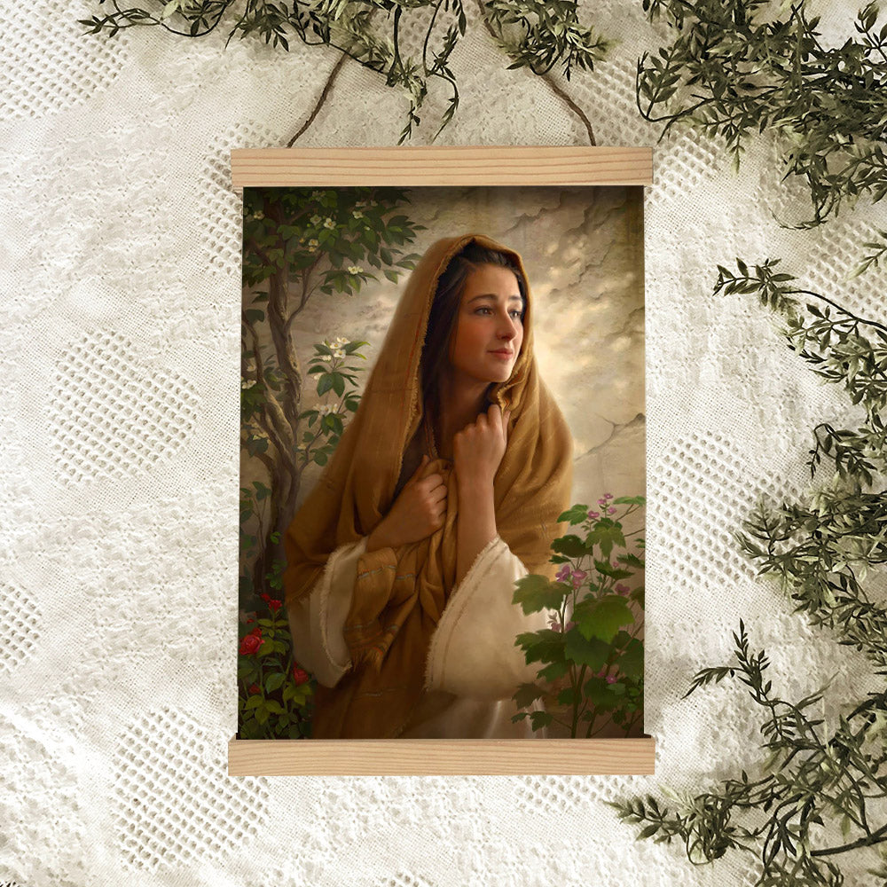 Mary Hanging Canvas Wall Art - Mary Kept All Of These Things And Pondered Them In Her Heart - Gift For Mom - Religious Canvas