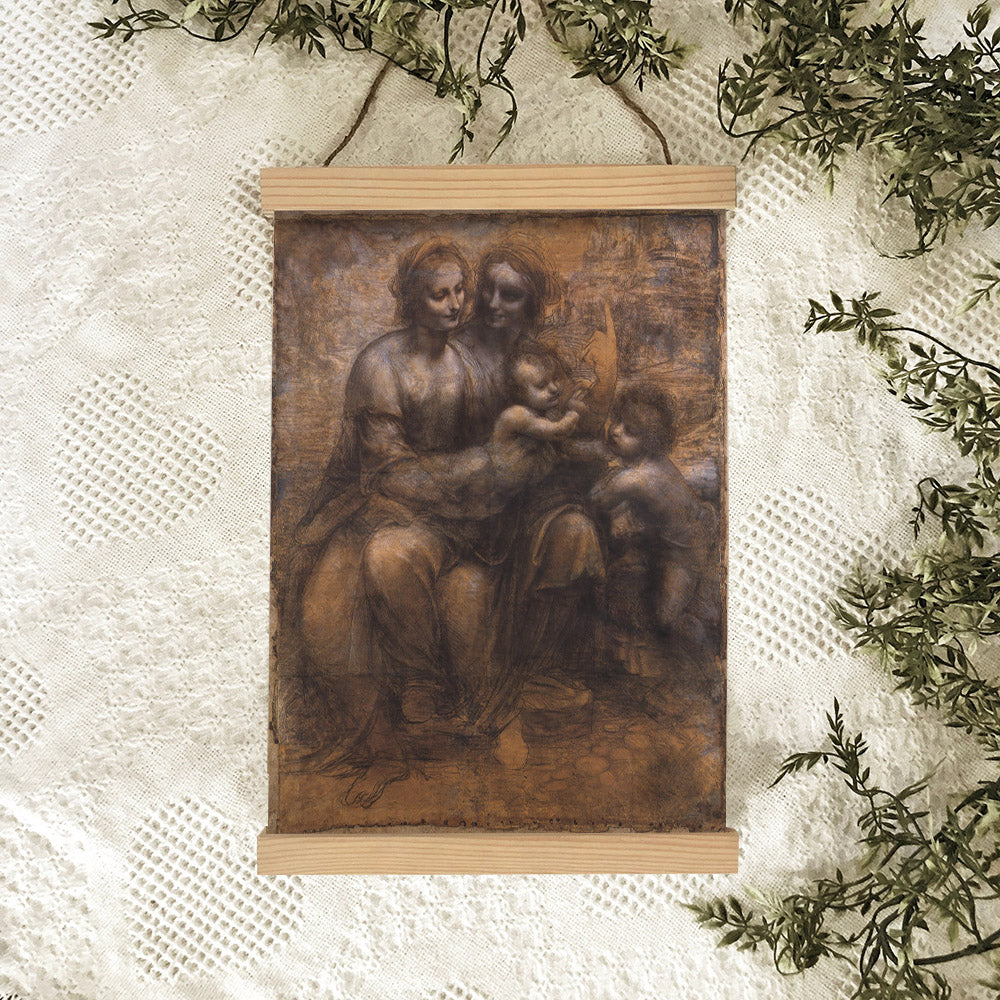 Mary Hanging Canvas Wall Art - Mary With Jesus And John The Baptist - Religious Canvas