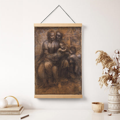 Mary Hanging Canvas Wall Art - Mary With Jesus And John The Baptist - Religious Canvas