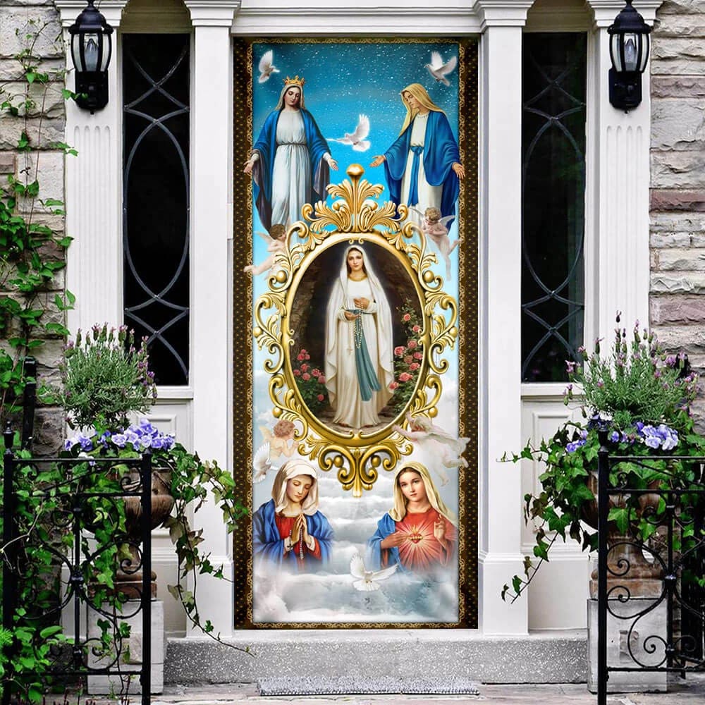 Mary Mother Of Jesus - The Blessed Virgin Mary Door Cover - Religious Door Decorations - Christian Home Decor
