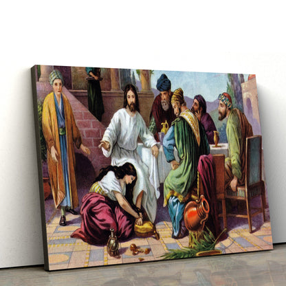 Mary Washes Jesus' Feet - Jesus Canvas Wall Art - Christian Wall Art