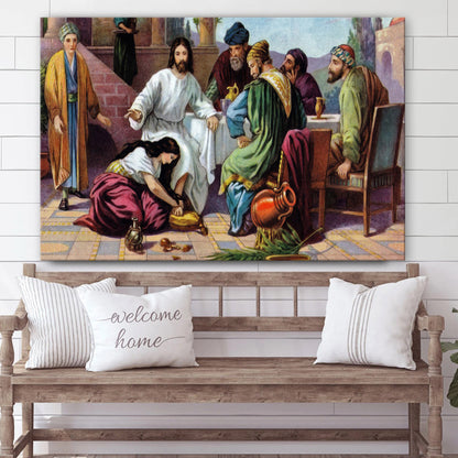Mary Washes Jesus' Feet - Jesus Canvas Wall Art - Christian Wall Art