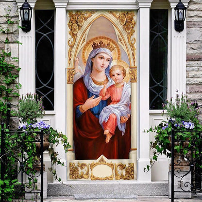 Mary and Jesus Door Cover - Religious Door Decorations - Christian Home Decor