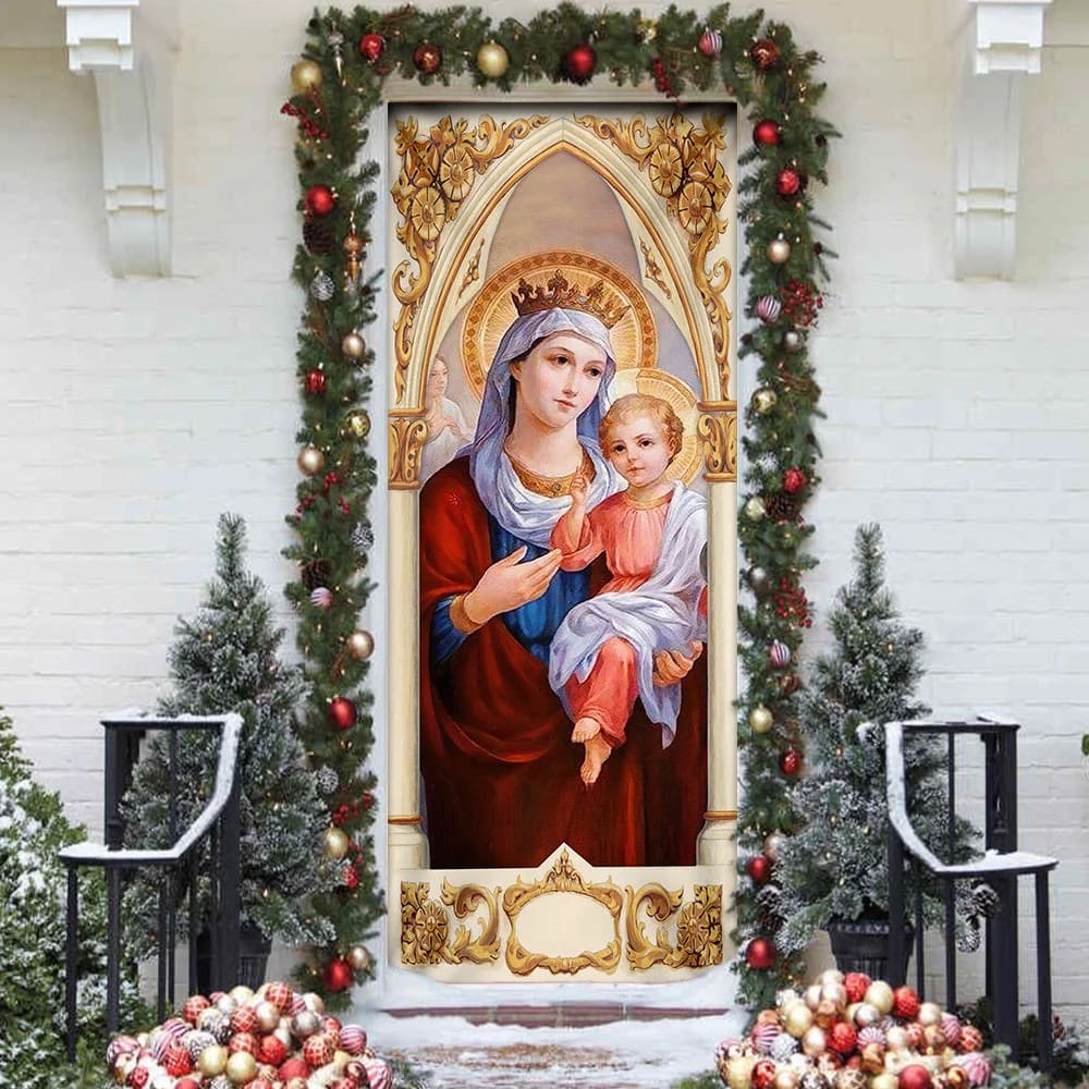 Mary and Jesus Door Cover - Religious Door Decorations - Christian Home Decor